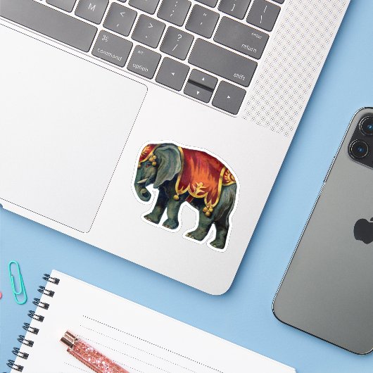  Circus Olifant Sticker (Laptop met iPhone)