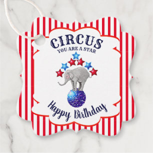 Circus Olifant Verjaardag Bedankjes Labels