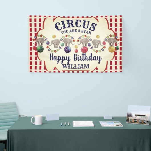 Circus Olifant Verjaardag Spandoek (Beurs)