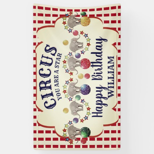  Circus Olifant Verjaardag Spandoek (Verticaal)