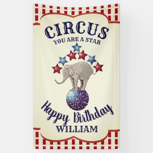 Circus Olifant Verjaardag Spandoek (Verticaal)