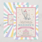 Circus Olifant Verjaardagsfeestje Uitnodiging (Voorkant / Achterkant)