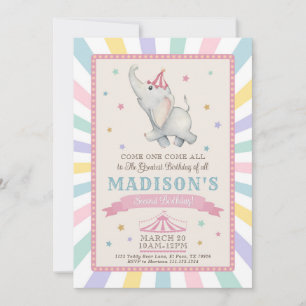 Circus Olifant Verjaardagsfeestje Uitnodiging