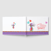 Circus olifant waterverf baby shower paarse gastenboek (Volledig)