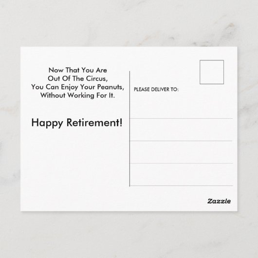 Circus Olifanten Funny Retirement Briefkaart (Achterkant)