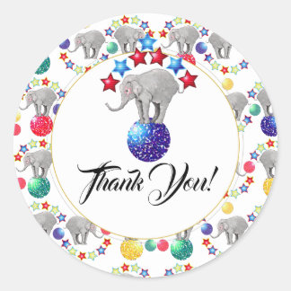 Circus Olifanten Sterren Dank u Ronde Sticker