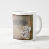 Circus ontwerp, tekst en olifanten in de hoek grote koffiekop (Voorkant rechts)