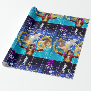 Circus op blauwe achtergrond cadeaupapier