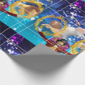 Circus op blauwe achtergrond cadeaupapier (Hoek)
