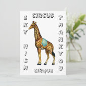 circus optredende giraffe bedankkaart (Staand voorkant)