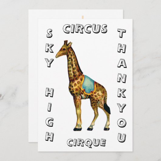  circus optredende giraffe bedankkaart (Voorkant / Achterkant)