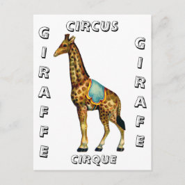  circus optredende giraffe briefkaart