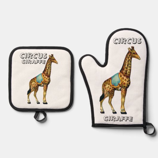  circus optredende giraffe ovenwant & pannenlap set (Voorkant)