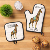 circus optredende giraffe ovenwant & pannenlap set (Top down)