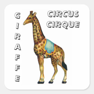  circus optredende giraffe vierkante sticker
