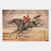 Circus paard en duivel die over een hek vliegen inpakpapier vel (Voorkant 2)