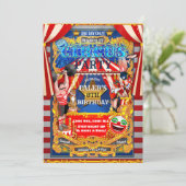 CIRCUS PARTITY Big Top Tent Moderne Birthday Kaart (Staand voorkant)