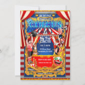 CIRCUS PARTITY Big Top Tent Moderne Birthday Kaart (Achterkant)