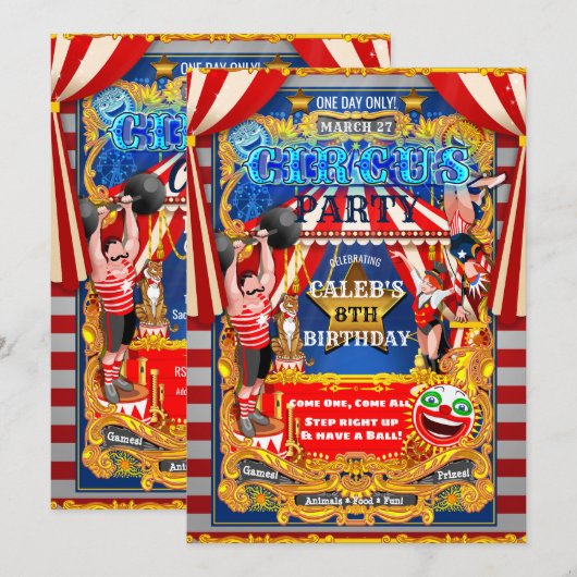 CIRCUS PARTITY Big Top Tent Moderne Birthday Kaart (Voorkant / Achterkant)