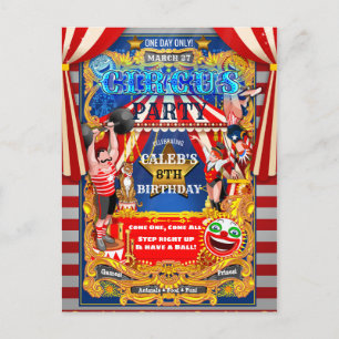 CIRCUS PARTITY Big Top Tent  Moderne Birthday Uitnodiging Briefkaart