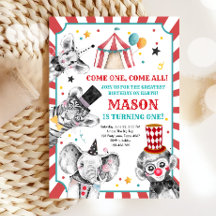 Circus Party Animals Carnaval First Birthday