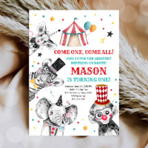 Circus Party Animals Carnaval First Birthday
