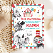 Circus Party Animals Carnaval First Birthday Kaart