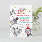 Circus Party Animals Carnaval First Birthday Kaart (Staand voorkant)