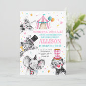 Circus Party Animals Carnaval First Birthday Kaart (Staand voorkant)