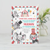 Circus Party Animals Carnaval First Birthday Kaart (Staand voorkant)