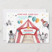 Circus Party Animals Carnaval First Birthday Kaart (Voorkant)