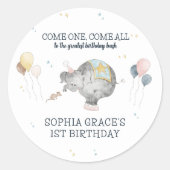 Circus Party Carnaval Thema 1e verjaardag Ronde Sticker (Voorkant)