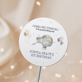 Circus Party Carnaval Thema 1e verjaardag Ronde Sticker