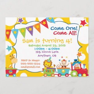 Circus Party Custom Birthday Invitation Kaart