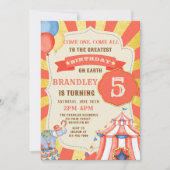 Circus Party Dieren Carnaval Party Verjaardag Kaart (Voorkant)