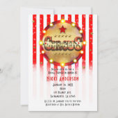 Circus Party Event Red White Gold Striped Kaart (Voorkant)