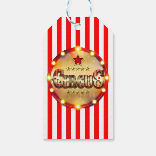 Circus Party Event Rood Wit Goud Gestreept Favor Cadeaulabel (Achterkant)