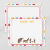 Circus Party Flat Dank je wel Notitiekaartje (Voorkant / Achterkant)