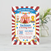 Circus Party Invitation - Circus Birthday Invite Kaart (Staand voorkant)