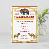 Circus Party Invitation Kaart (Staand voorkant)