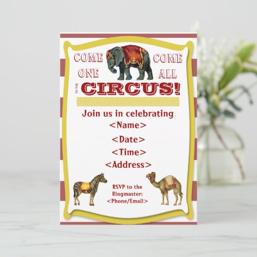 Circus Party Invitation Kaart (Staand voorkant)