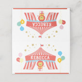 Circus party label, carnaval plaatskaartje (Buitenkant ongevouwen)