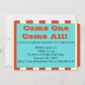 Circus Party Uitnodiging (Achterkant)