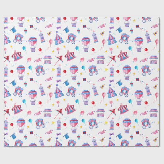 Circus Pattern Cadeaupapier (Vlak)