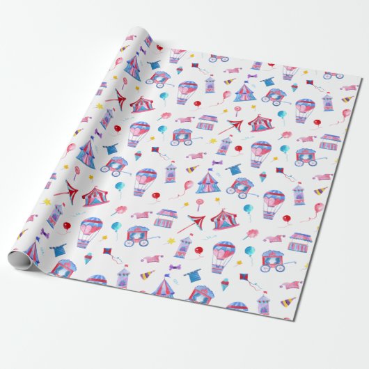 Circus Pattern Cadeaupapier (Uitgerold)