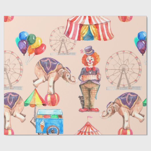 Circus Pattern Cadeaupapier (Vlak)