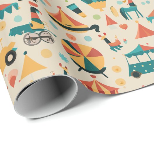 Circus Pattern Cadeaupapier (Rol Hoek)