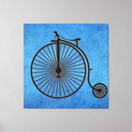 Circus Penny Farthing-fiets op blauwe perkament   Canvas Afdruk (Voorkant)