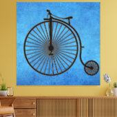 Circus Penny Farthing-fiets op blauwe perkament   Canvas Afdruk (Insitu (Woonkamer))