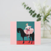  Circus Performer met een zwart paard Briefkaart (Staand voorkant)